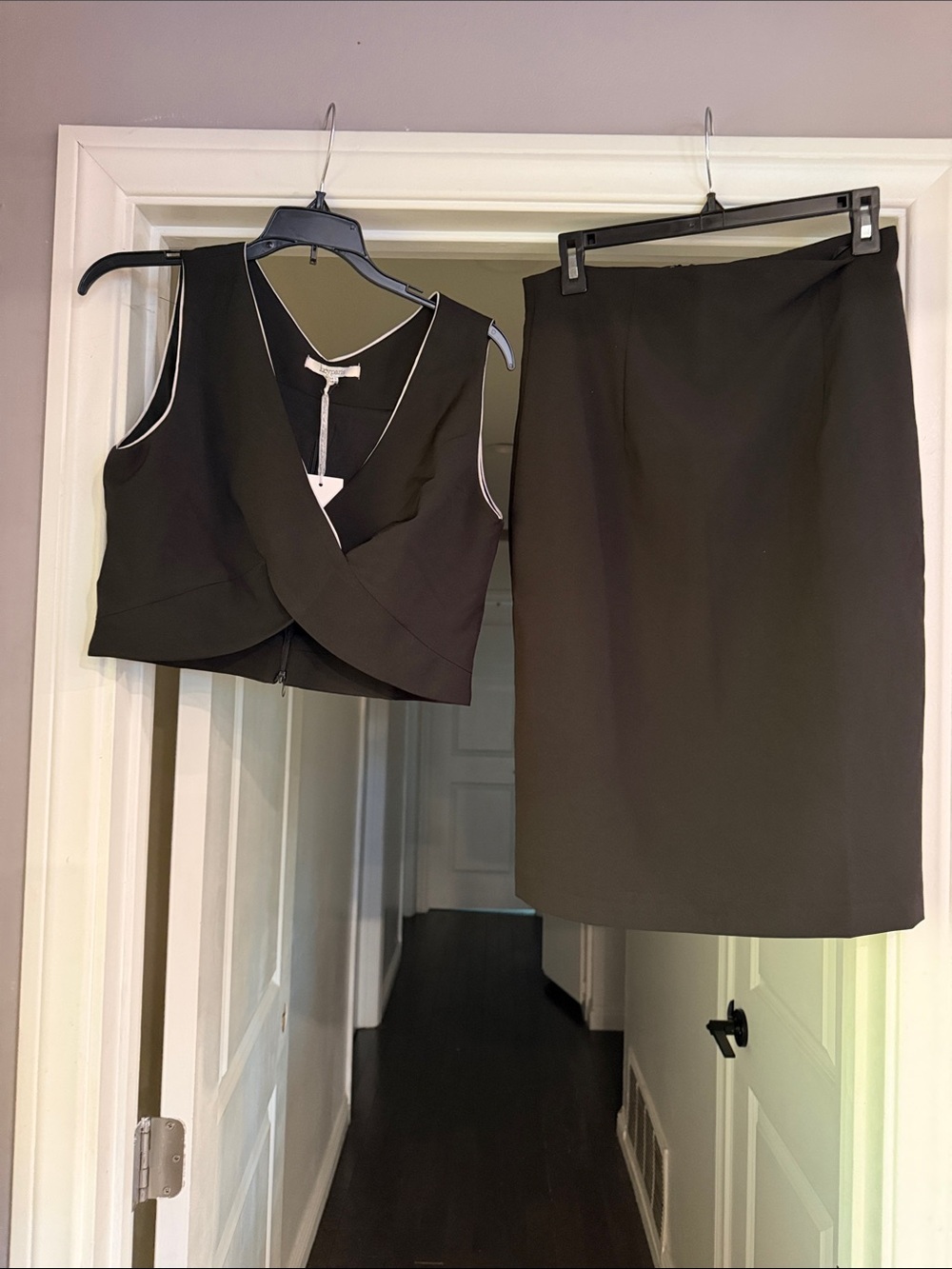 Lucy Paris Black set with White Piping